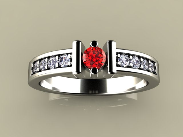 Original Christopher Michael Designed One Birthstone Mothers Ring With Fine Cut Diamonds*