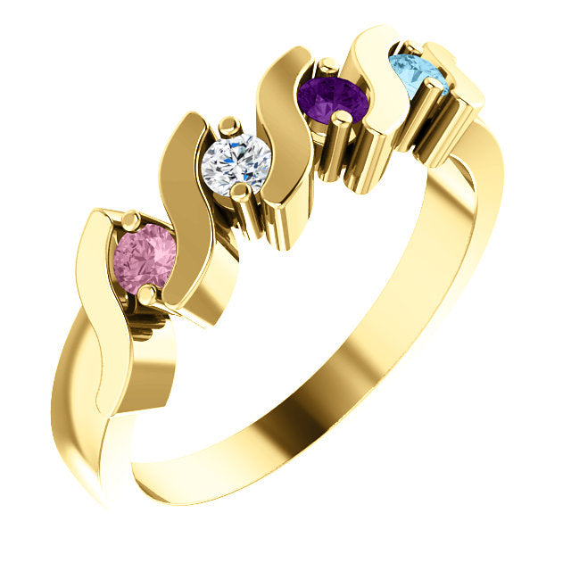 4 Stone S bar Mothers Ring* - MothersFamilyRings.com