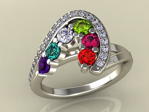 Six Birthstone Custom Mothers Ring With Fine Cut Diamonds* by Christopher Michael