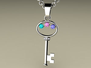 Key To My Heart Mother's Pendant with Three Birthstones*