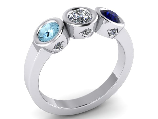 Christopher Michael Design with 3 Bezel Set Gemstones and Diamonds