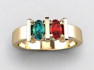 Two Stone Oval Mothers Ring with Bars* designed by Christopher Michael - MothersFamilyRings.com