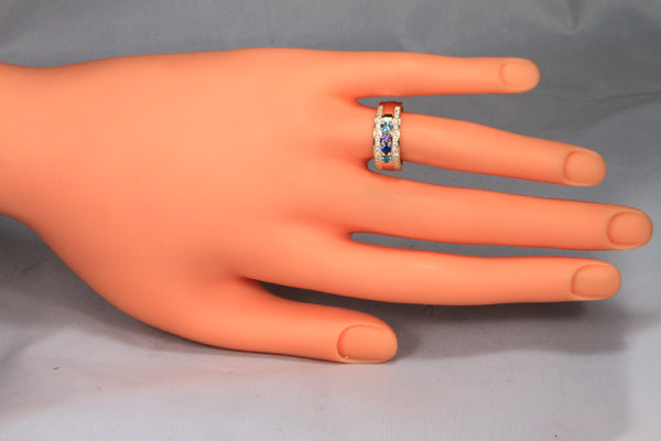美品　 CHRISTIAN R.LASSEN　 サファイアナイト 45/250 4 Birthstones Mothers Ring Flanked with Fine Diamond