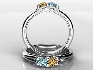 Larger 3.5 mm Two Birthstones Mothers Ring by Christopher Michael With Diamond Accent*
