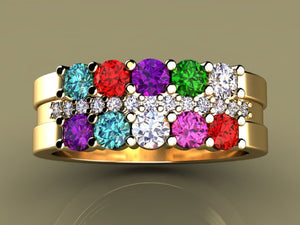 10 Birthstone Mothers Ring with Diamonds* Christopher Michael Design