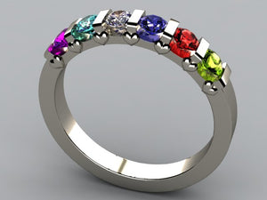 6 Stone Christopher Michael Design Mother's Ring / Band Heart* - MothersFamilyRings.com