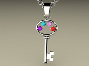 Key To My Heart Mother's Pendant with Four Birthstones*