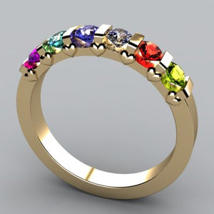 6 Stone Christopher Michael Design Mother's Ring / Band Heart* - MothersFamilyRings.com