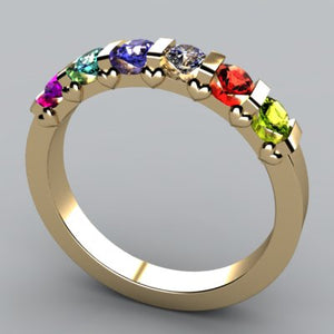 6 Stone Christopher Michael Design Mother's Ring / Band Heart* - MothersFamilyRings.com