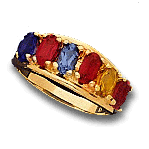 Six Stone Oval Mothers Ring* - MothersFamilyRings.com