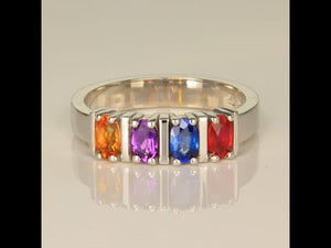 Four Stone Oval Mothers Ring with Bars designed by Christopher Michael