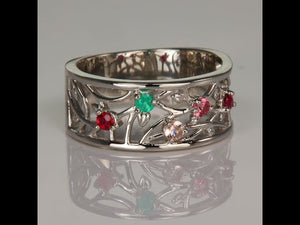 Wider 5 stone Vine Ring With Natural Gems
