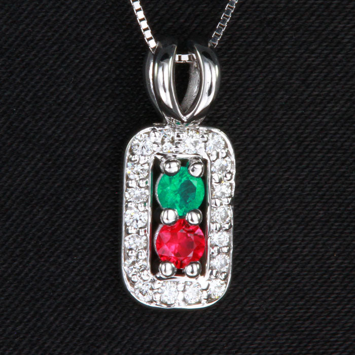 Two Stone Diamond and Gemstone Necklace | Gemstone necklace, March  birthstone jewelry, Diamond