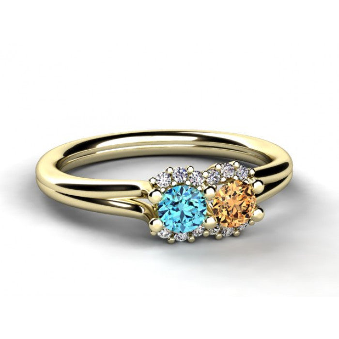 Mother&#39;s Ring With Fine Diamond and Two Natural Birthstones* designed by Christopher Michael