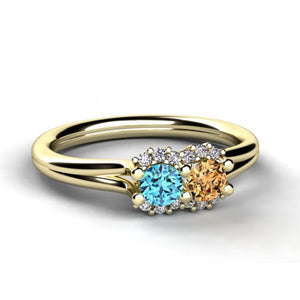 Mother's Ring With Fine Diamond and Two Natural Birthstones* designed by Christopher Michael