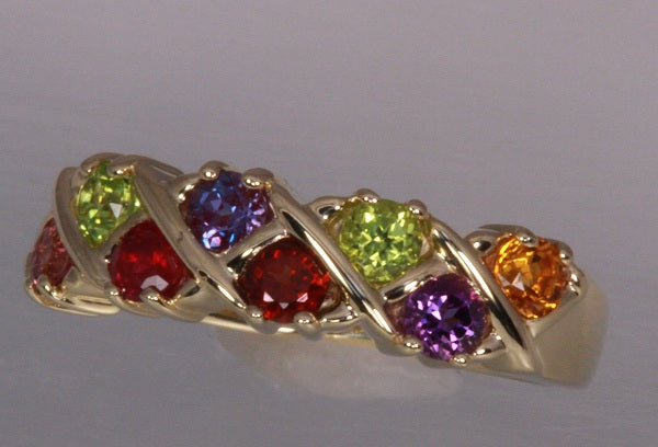 Eight Birthstone Weave Mothers Ring